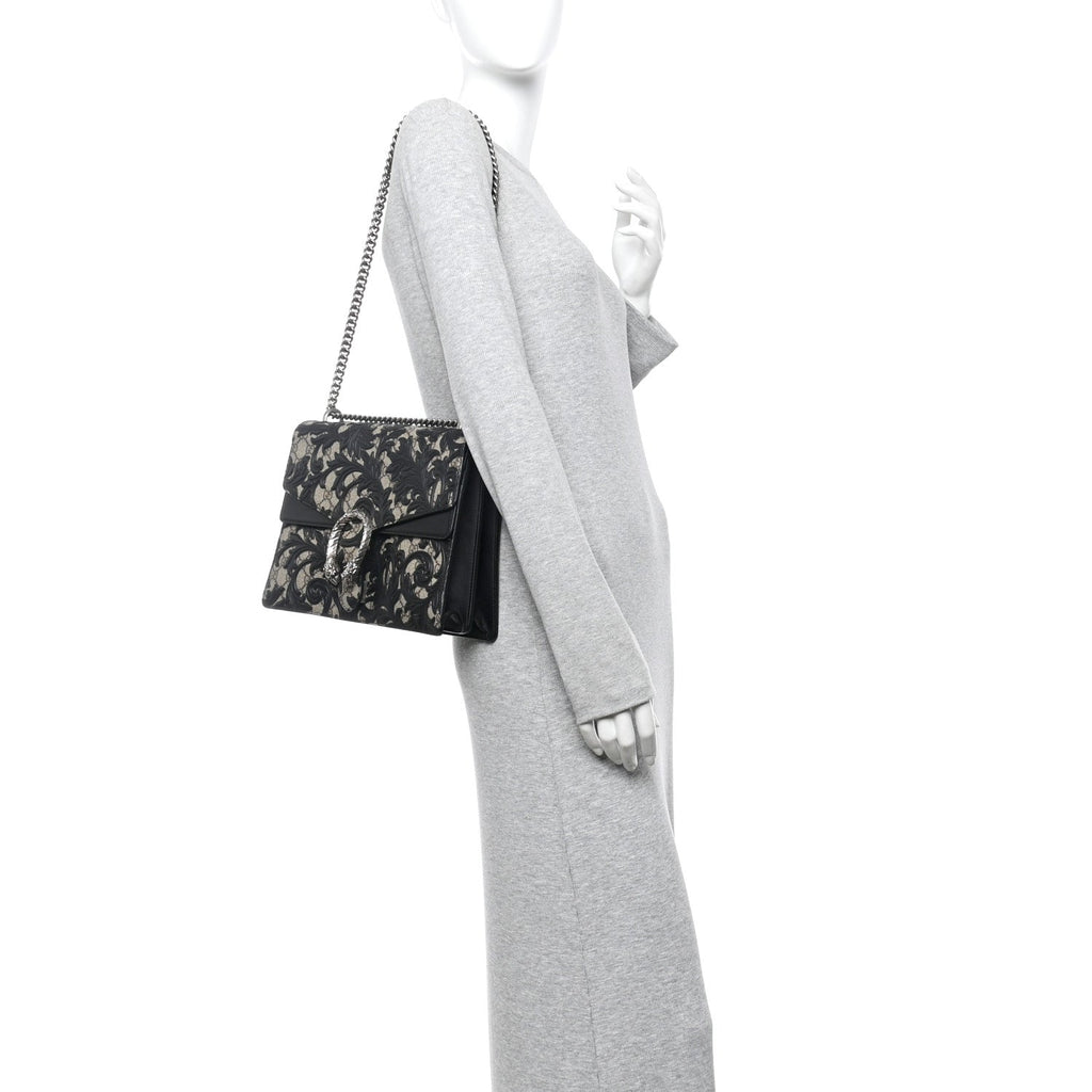 GG Supreme Monogram Arabesque Medium Dionysus Shoulder Bag Black product image 2, provided for visual reference and product