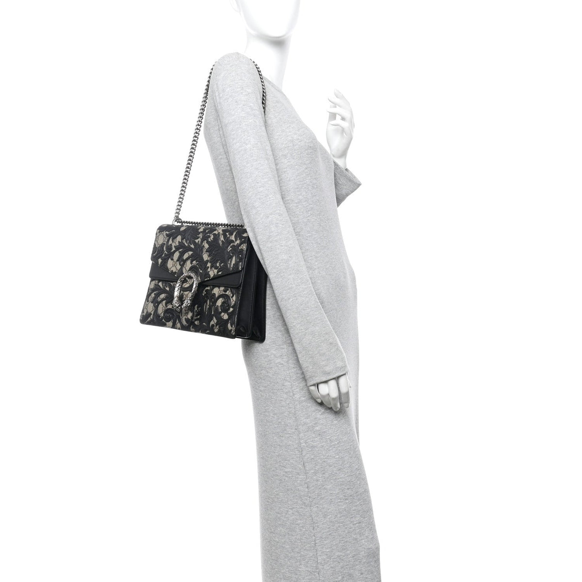 GG Supreme Monogram Arabesque Medium Dionysus Shoulder Bag Black product image 2, provided for visual reference and product
