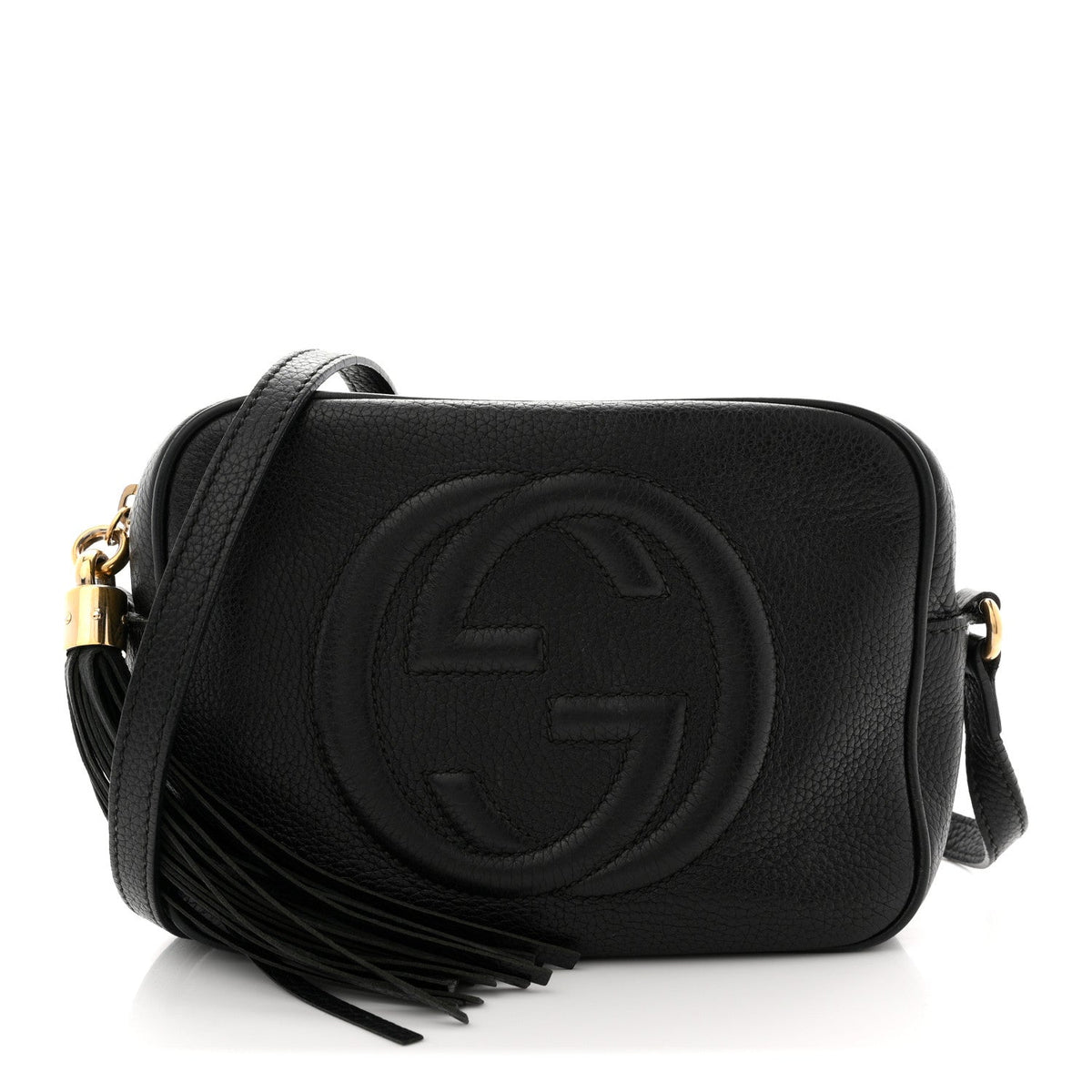 Pebbled Calfskin Small Soho Disco Bag Black product image 1, provided for visual reference and product detail review