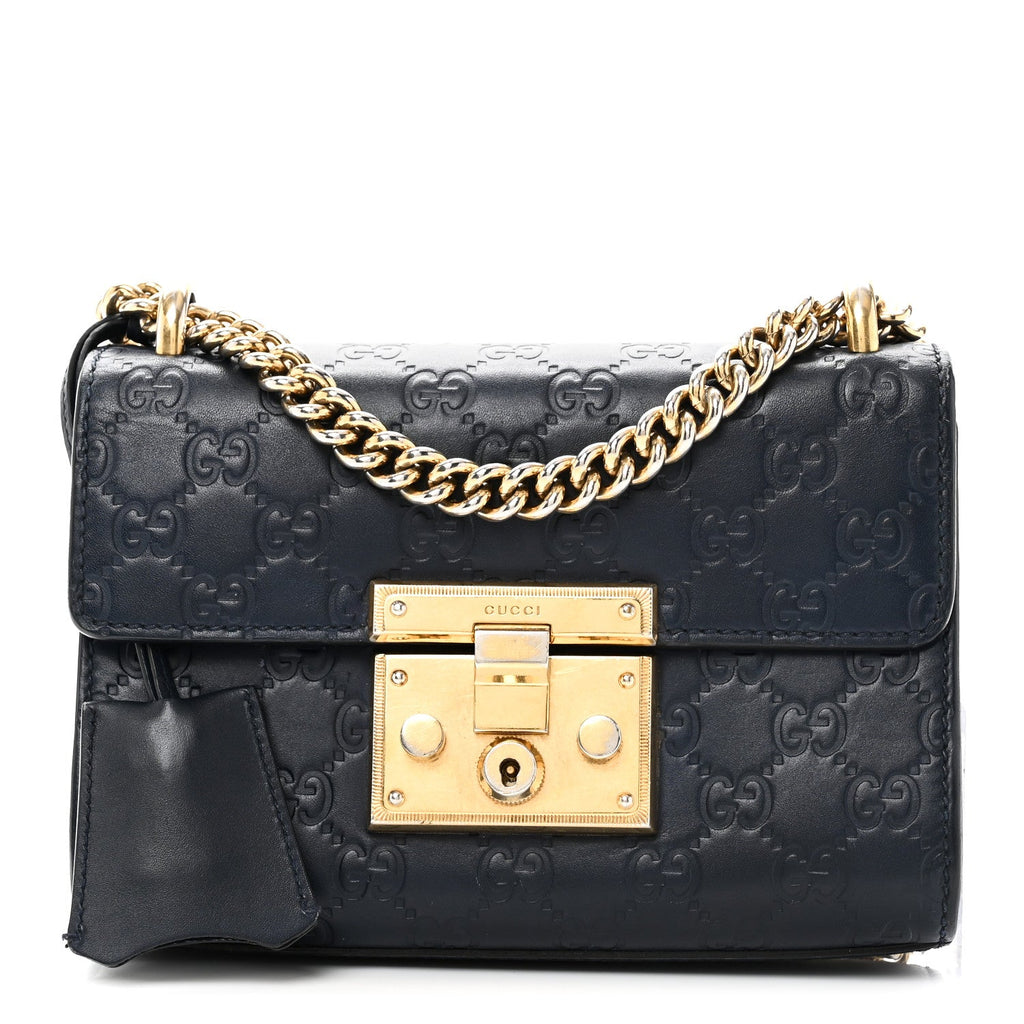 Guccissima Small Padlock Shoulder Bag Blue Agata product image 1, provided for visual reference and product detail review