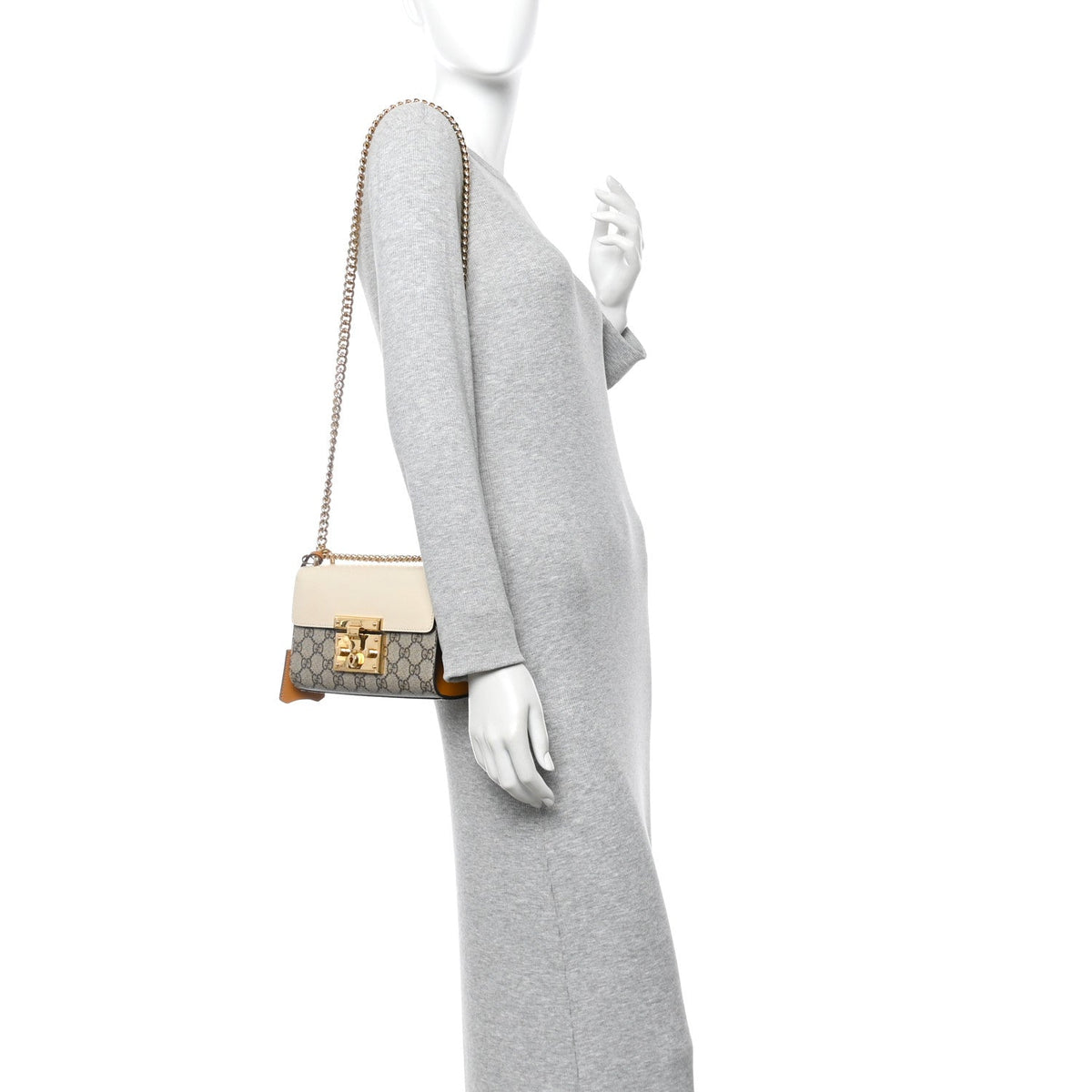 GG Supreme Monogram Calfskin Small Padlock Shoulder Bag Beige Mystic White Sun Oil product image 2, provided for visual