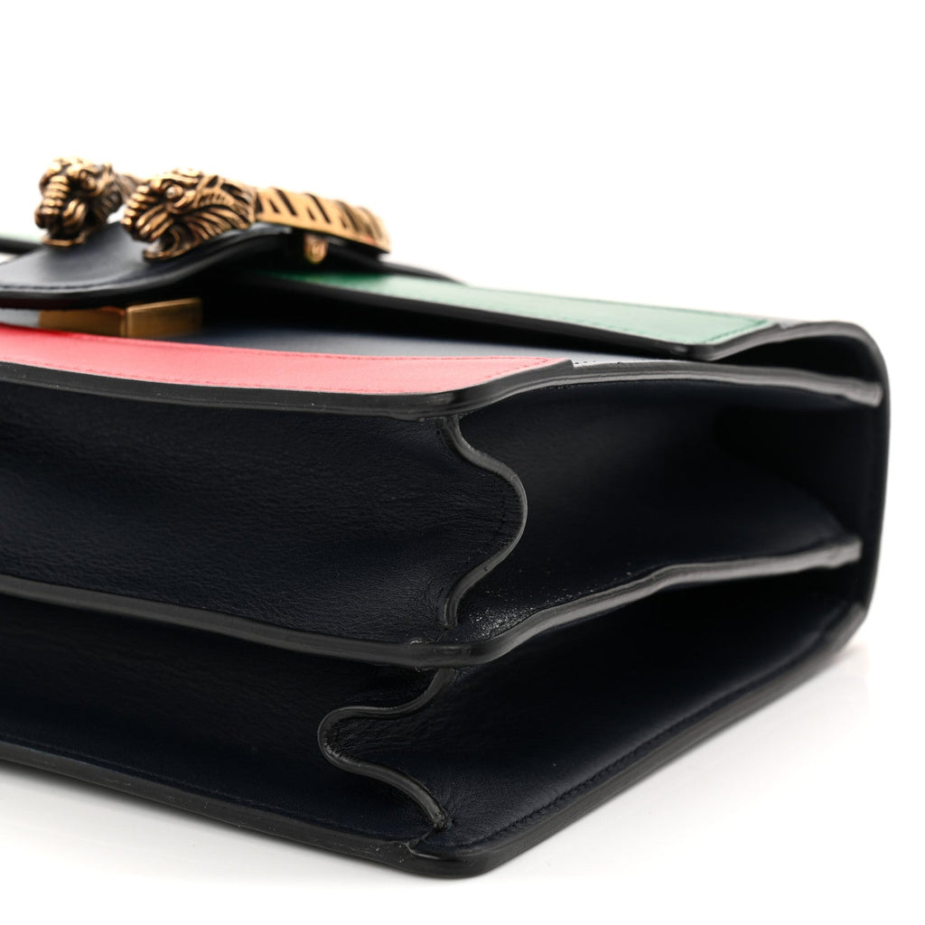 Moon Calfskin Web Medium Dionysus Bamboo Top Handle Bag Black Bright Evergreen Hibiscus Red product image 10, provided for