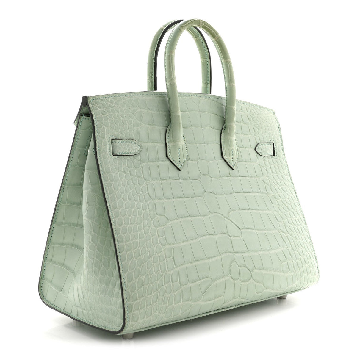 Matte Alligator Birkin Sellier 25 Vert D'eau product image 3, provided for visual reference and product detail review