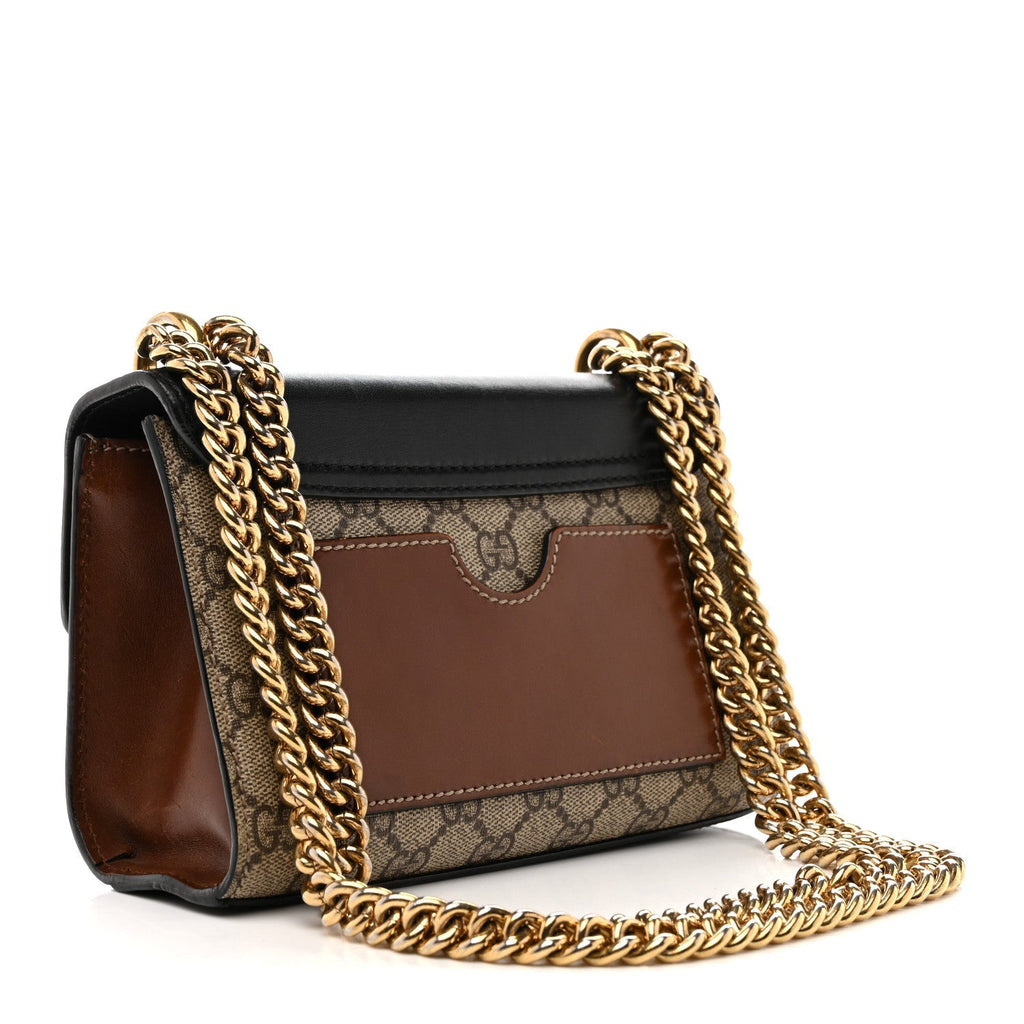 GG Supreme Monogram Calfskin Small Padlock Shoulder Bag Beige Black Cuir product image 3, provided for visual reference and