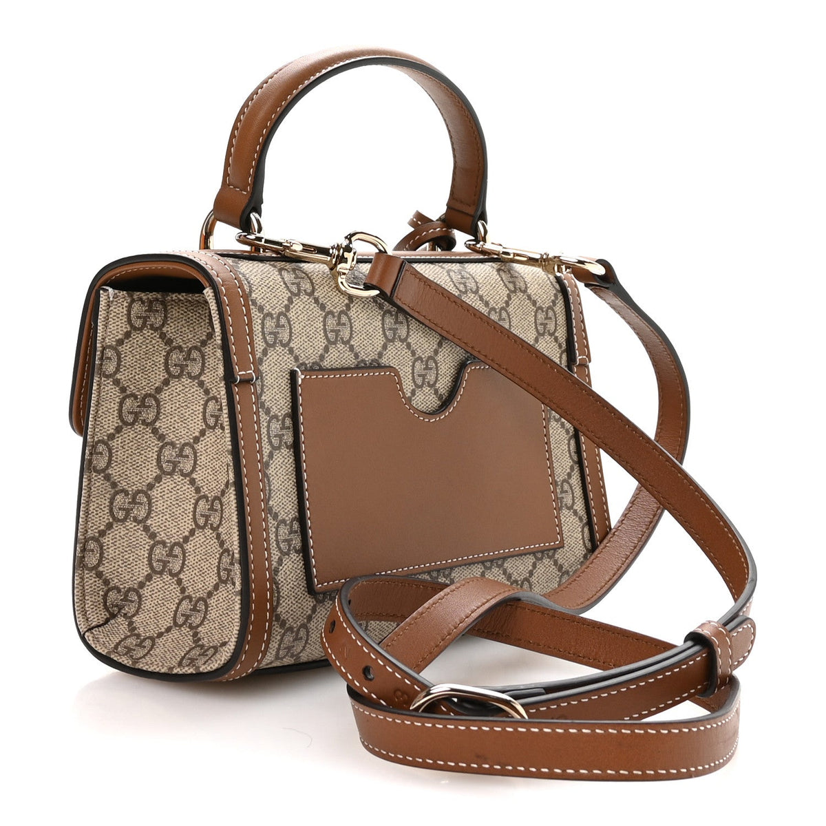 GG Supreme Monogram Small Padlock Top Handle Shoulder Bag Beige Ebony Dark Brown product image 3, provided for visual