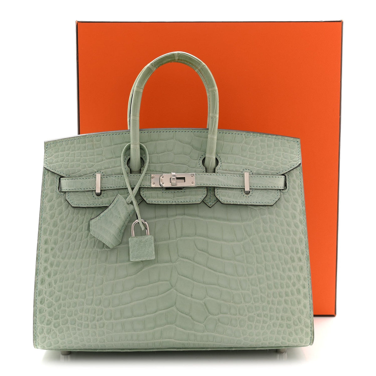 Matte Alligator Birkin Sellier 25 Vert D'eau product image 13, provided for visual reference and product detail review