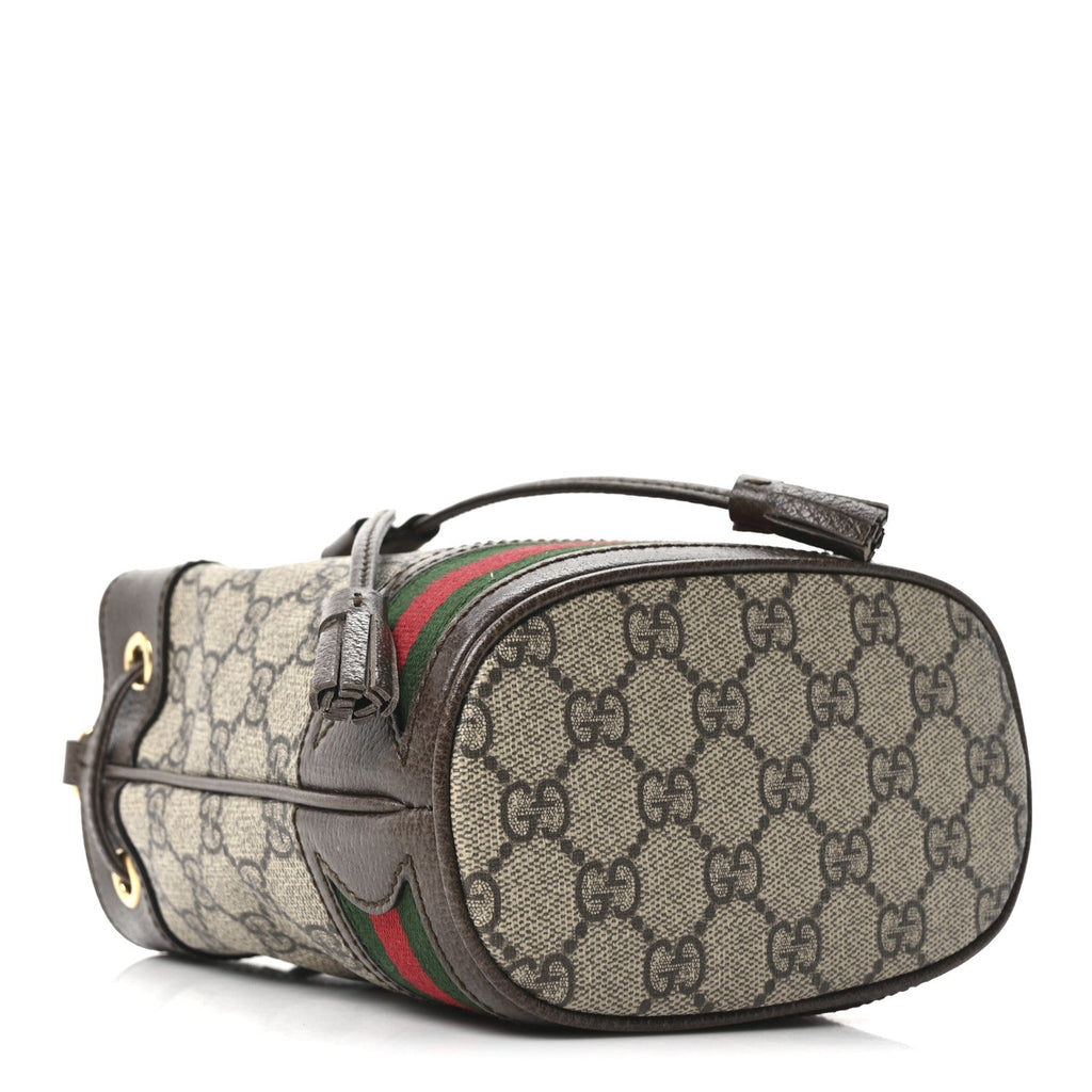 GG Supreme Monogram Web Mini Ophidia Bucket Bag Brown product image 4, provided for visual reference and product detail