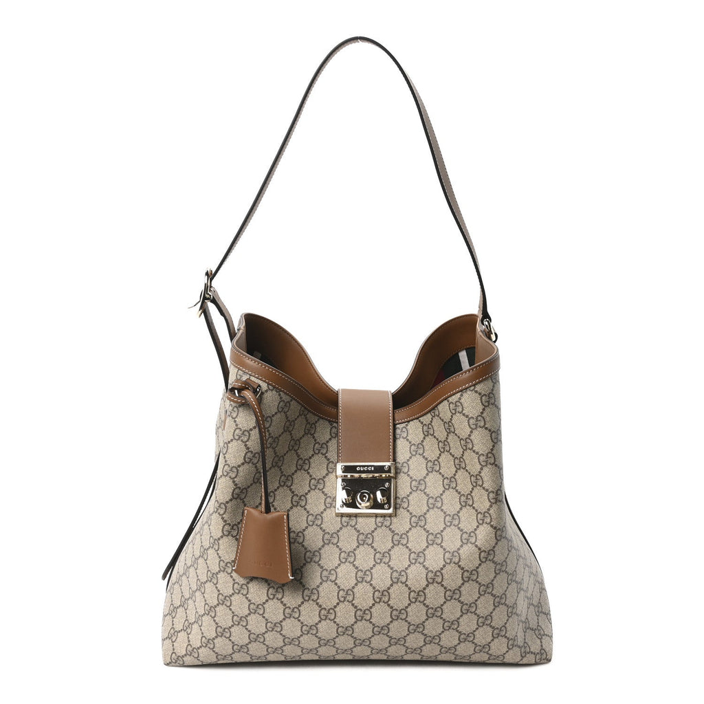 GG Icon Monogram Padlock Shoulder Bag Beige Dark Brown product image 1, provided for visual reference and product detail
