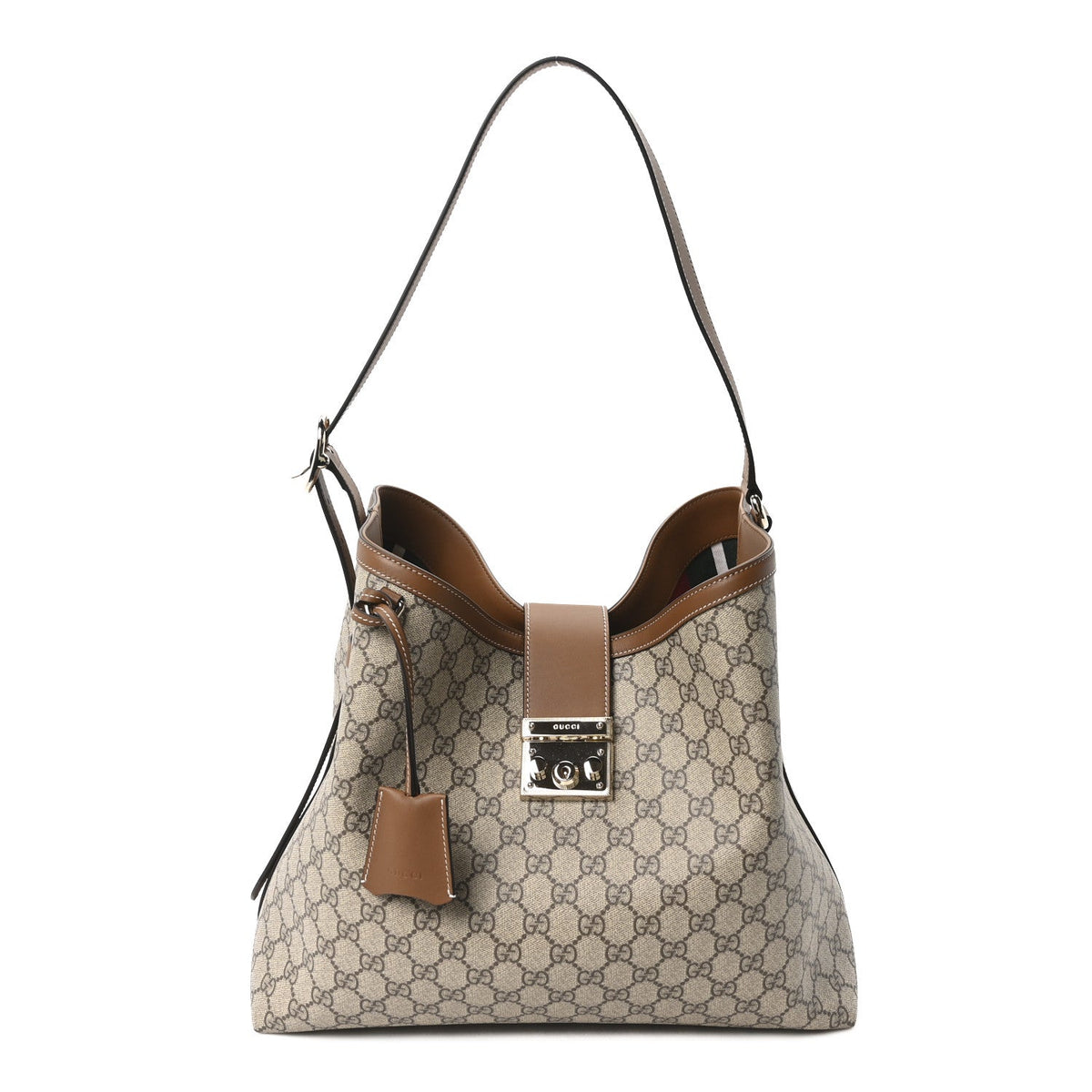 GG Icon Monogram Padlock Shoulder Bag Beige Dark Brown product image 1, provided for visual reference and product detail