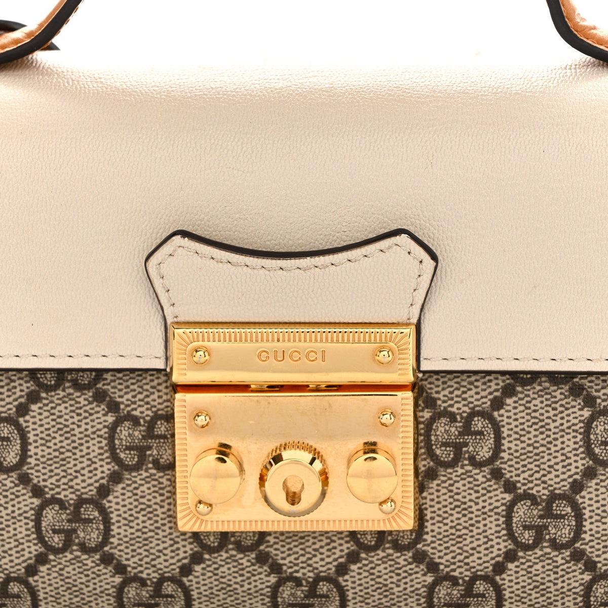 GG Supreme Monogram New Sakai Calfskin Mini Padlock Top Handle Shoulder Bag Beige Ebony Mystic White Sun Oil product image