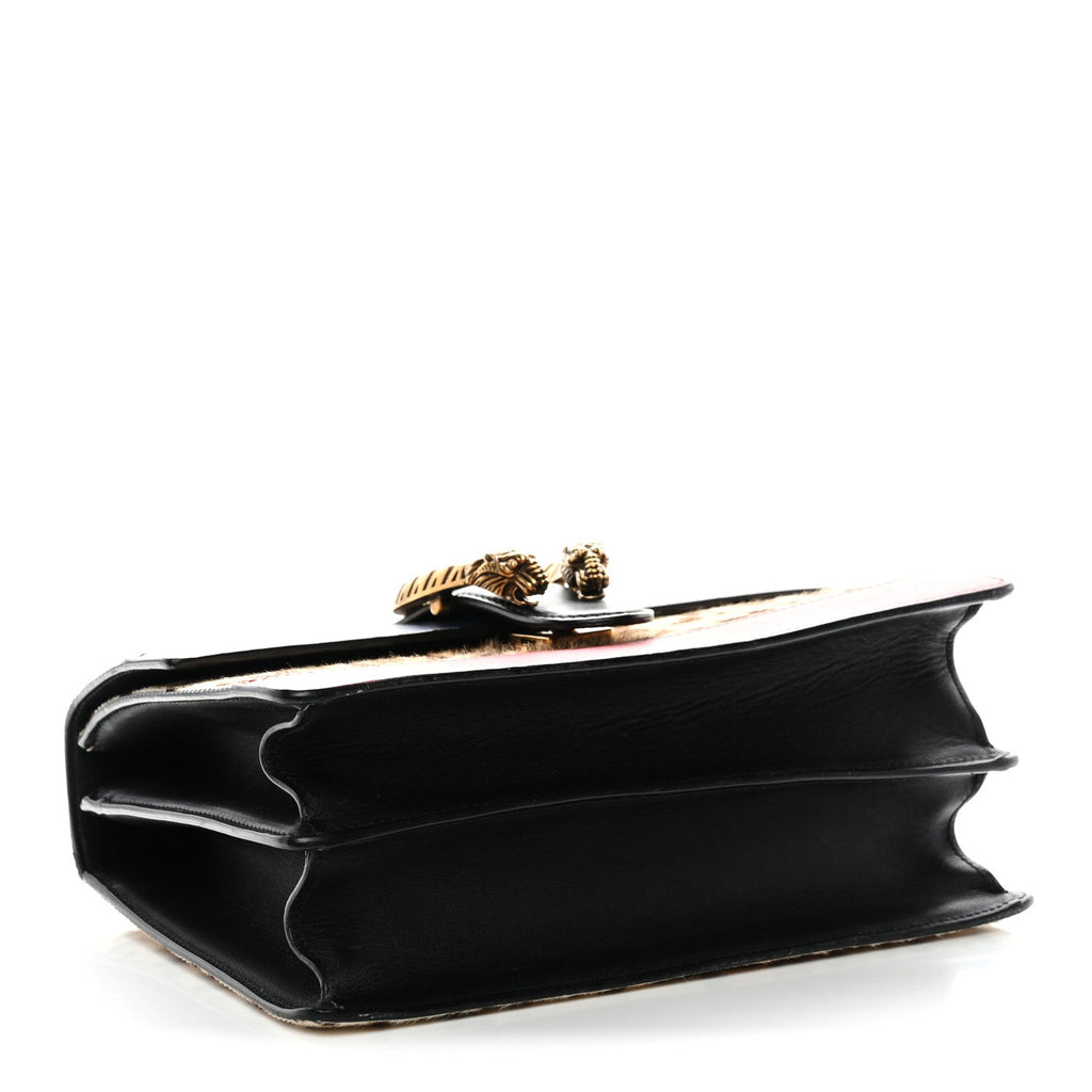 Calf Hair Calfskin Bamboo Web Leopard Print Medium Dionysus Top Handle Bag Natural Blue Agata Hibiscus Red product image 4,