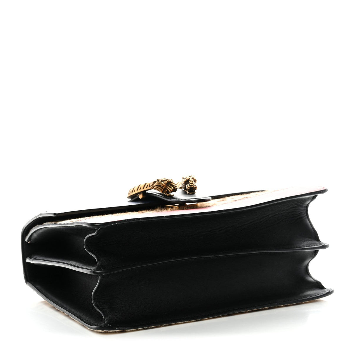 Calf Hair Calfskin Bamboo Web Leopard Print Medium Dionysus Top Handle Bag Natural Blue Agata Hibiscus Red product image 4,
