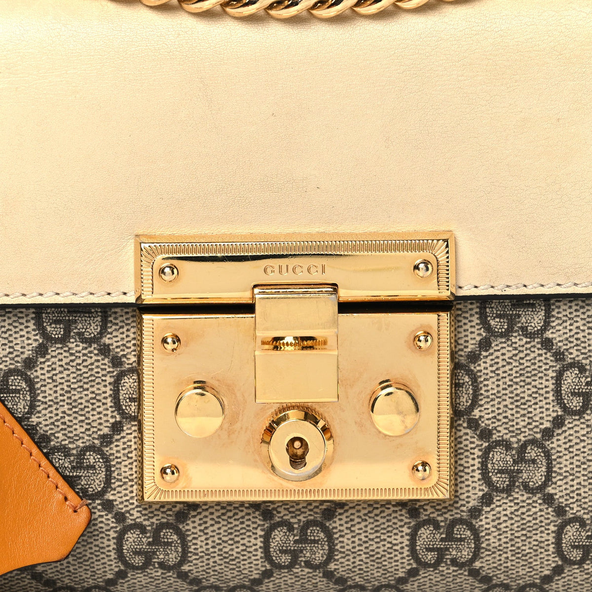 GG Supreme Monogram Calfskin Small Padlock Shoulder Bag Beige Mystic White Sun Oil product image 7, provided for visual