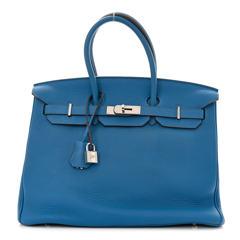 Taurillon Clemence BIRKIN 35 Mykonos product image 1, provided for visual reference and product detail review