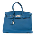 Taurillon Clemence BIRKIN 35 Mykonos product image 1, provided for visual reference and product detail review