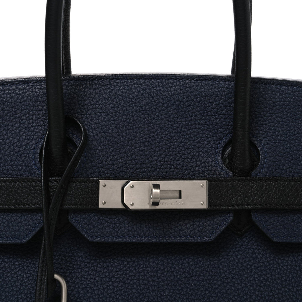 Togo Bi-Color Horseshoe Birkin 35 Bleu Nuit Black product image 8, provided for visual reference and product detail review