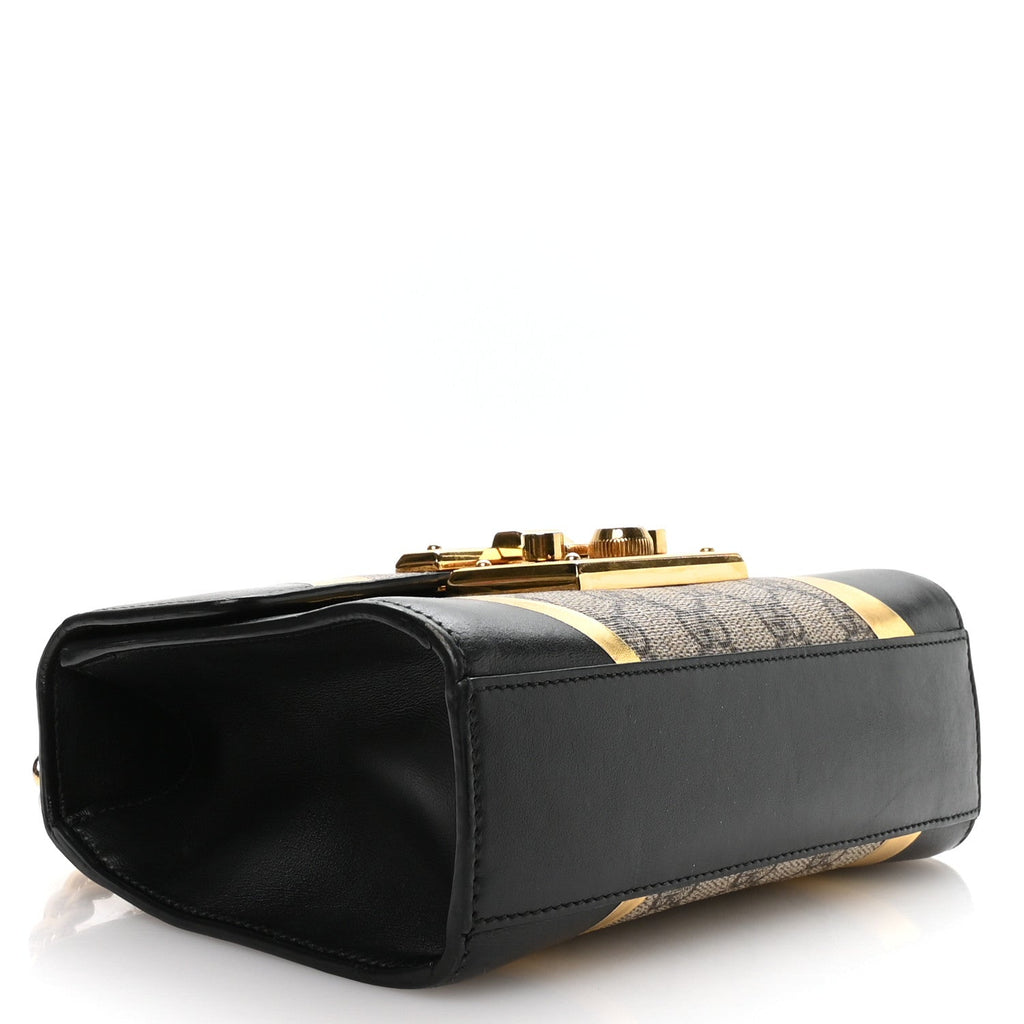 Calfskin GG Supreme Monogram Small Padlock Shoulder Bag Black Gold product image 4, provided for visual reference and