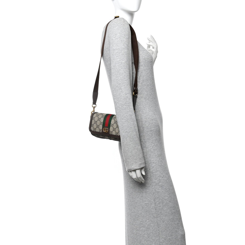 GG Supreme Monogram Web Mini Ophidia Flap Shoulder Bag Brown product image 2, provided for visual reference and product