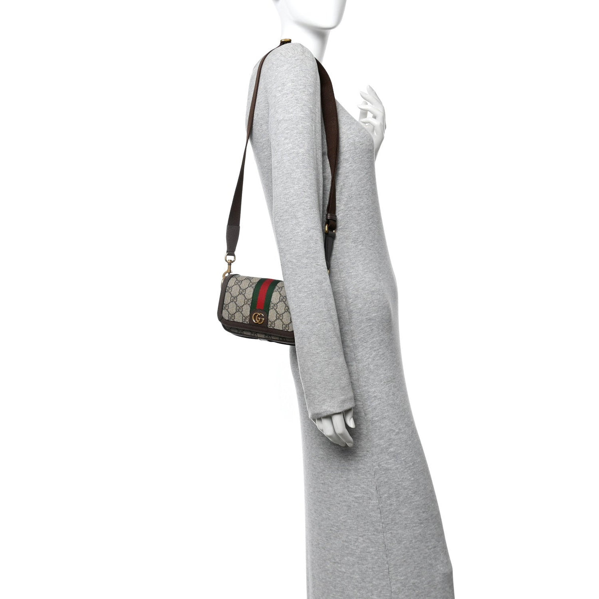 GG Supreme Monogram Web Mini Ophidia Flap Shoulder Bag Brown product image 2, provided for visual reference and product
