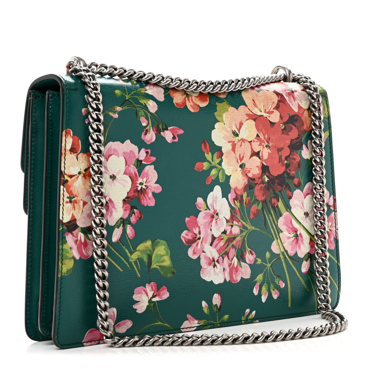 Calfskin Blooms Print Medium Dionysus Shoulder Bag Bright Emerald Multicolor product image 3, provided for visual reference