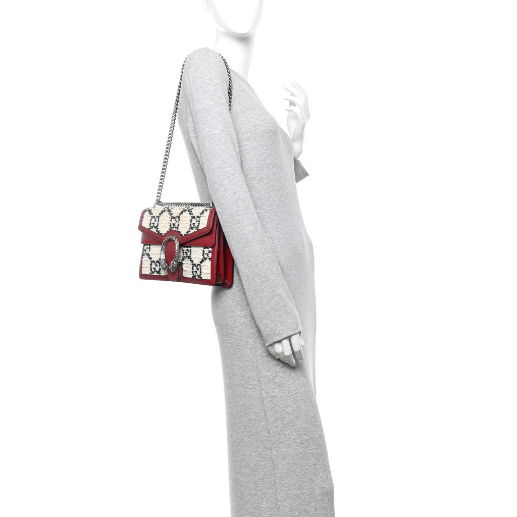 Tweed GG Monogram Small Dionysus Shoulder Bag White Black Romantic Cherry product image 2, provided for visual reference and