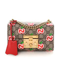 GG Supreme Monogram Apple Small Padlock Shoulder Bag Beige Multicolor Lobster Red product image 1, provided for visual