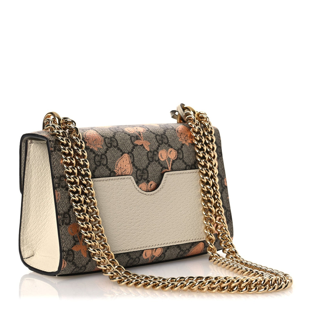 GG Supreme Monogram Berry Textured Dollar Calfskin Small Padlock Shoulder Bag Beige Ebony Light Copper Mystic White product