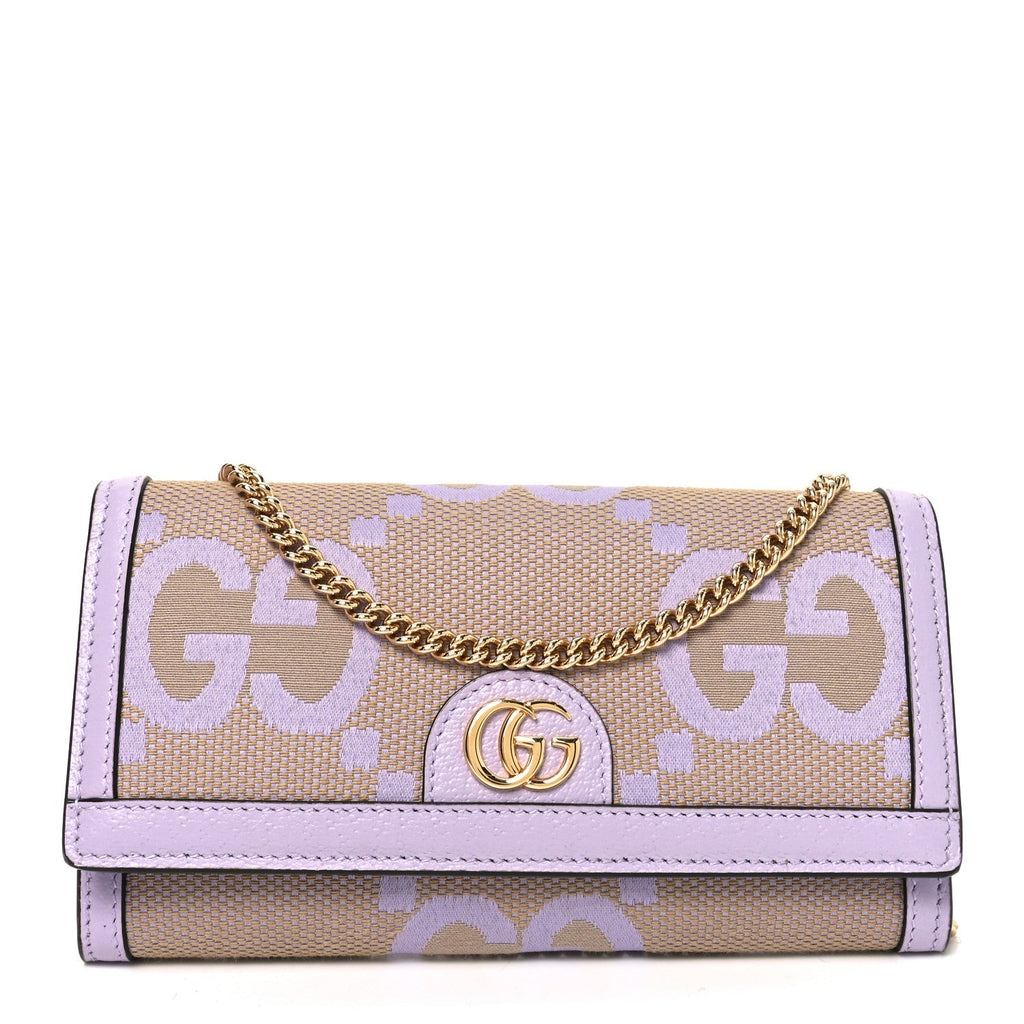 Monogram Jumbo GG Textured Dollar Calfskin Ophidia Continental Wallet On Chain Beige Lapis product image 1, provided for