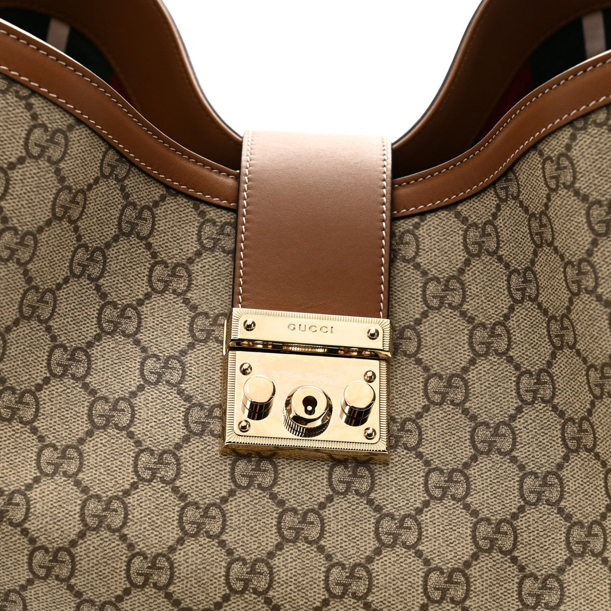 GG Icon Monogram Padlock Shoulder Bag Beige Dark Brown product image 8, provided for visual reference and product detail