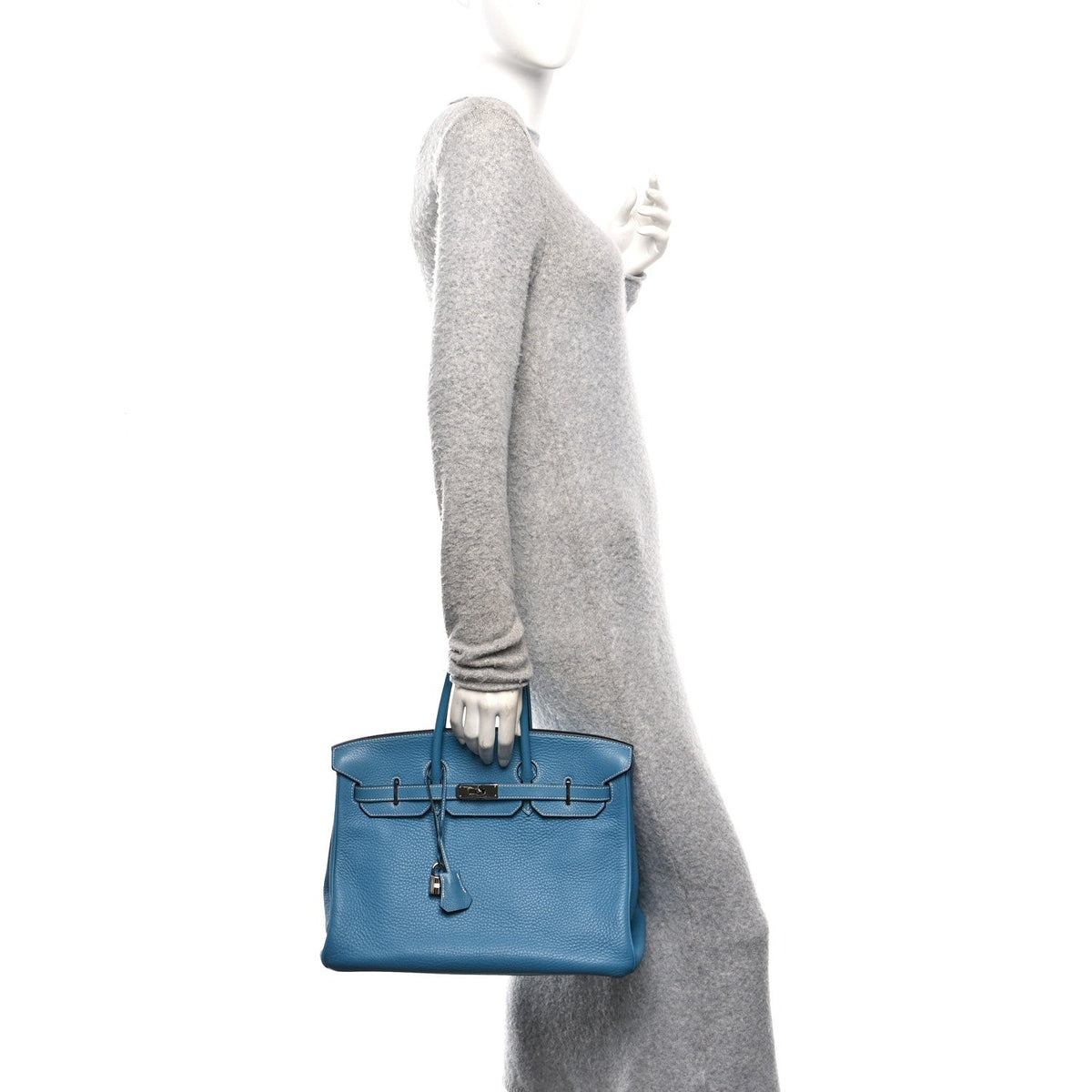 Taurillon Clemence Birkin 35 Blue Jean product image 2, provided for visual reference and product detail review