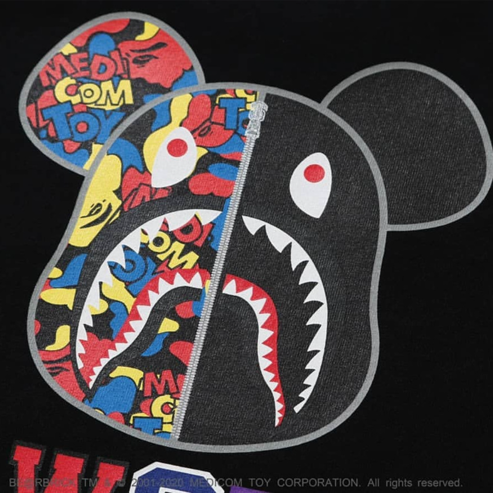 Bape Bearbrick T-Shirt Beii & Bape Classic Pattern Summer Pure Cotton Same Style For Men And Women product image 3, provided