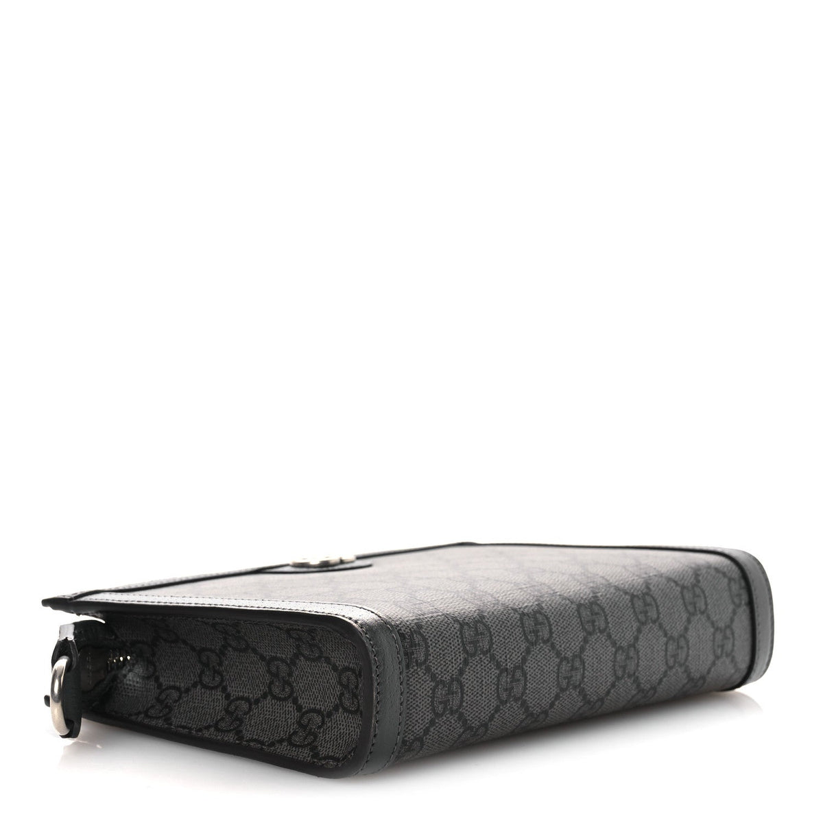 GG Supreme Monogram Textured Dollar Calfskin Web Small Ophidia Shoulder Bag Grey Black Graphite Grey product image 4,