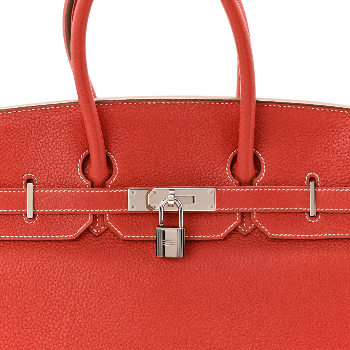 Taurillon Clemence Eclat Birkin 35 Sanguine White product image 8, provided for visual reference and product detail review
