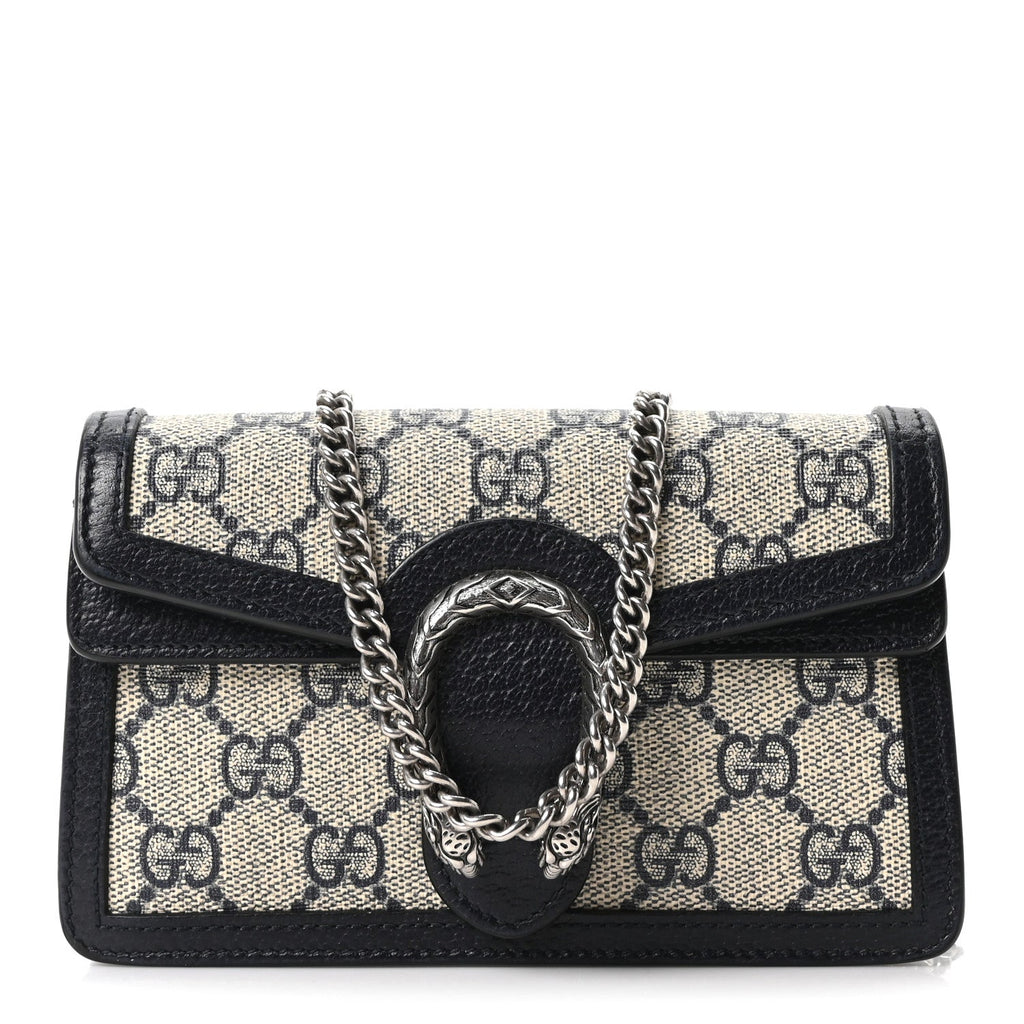 GG Supreme Monogram Textured Dollar Calfskin Super Mini Dionysus Shoulder Bag Beige Blue product image 1, provided for