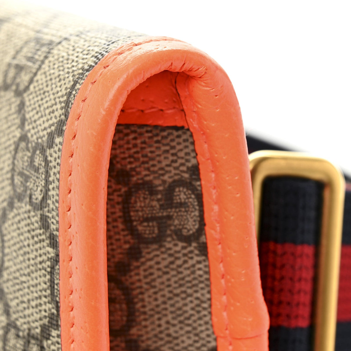 GG Supreme Monogram Web Small Ophidia Belt Bag Beige Ebony Orange Fluo product image 11, provided for visual reference and