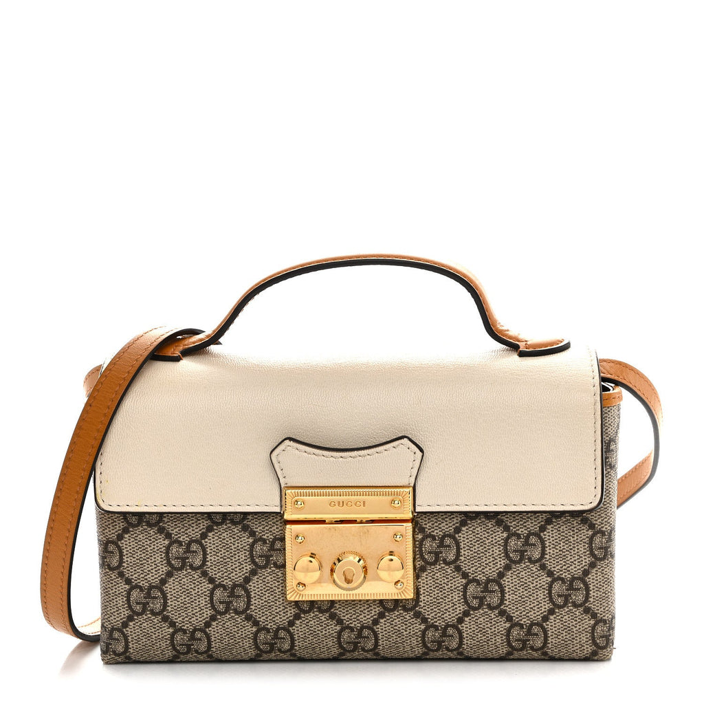 GG Supreme Monogram New Sakai Calfskin Mini Padlock Top Handle Shoulder Bag Beige Ebony Mystic White Sun Oil product image