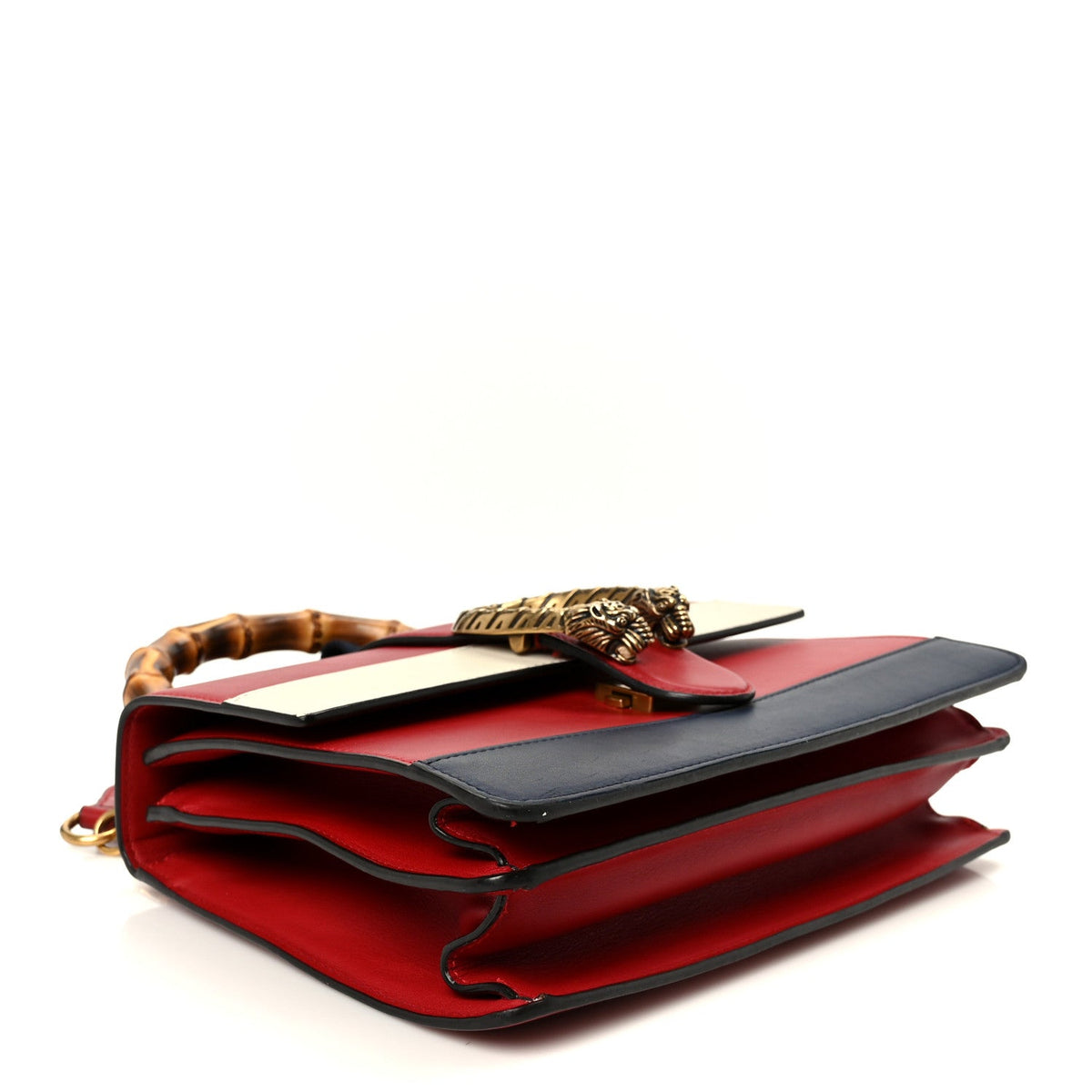 Calfskin Bamboo Web Medium Dionysus Top Handle Bag Red White Blue product image 4, provided for visual reference and product