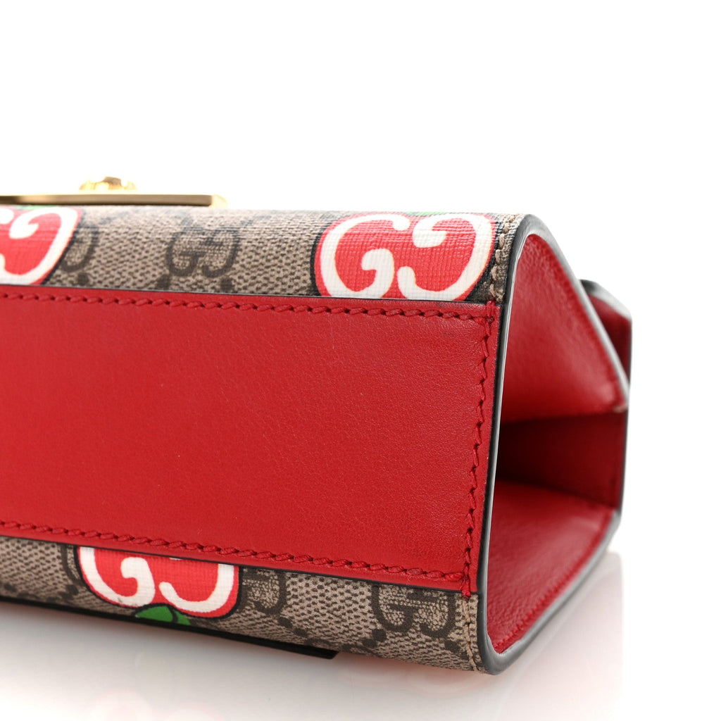 GG Supreme Monogram Apple Small Padlock Shoulder Bag Beige Multicolor Lobster Red product image 10, provided for visual
