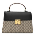 GG Supreme Monogram Calfskin Medium Padlock Top Handle Bag Beige Black Cuir product image 1, provided for visual reference