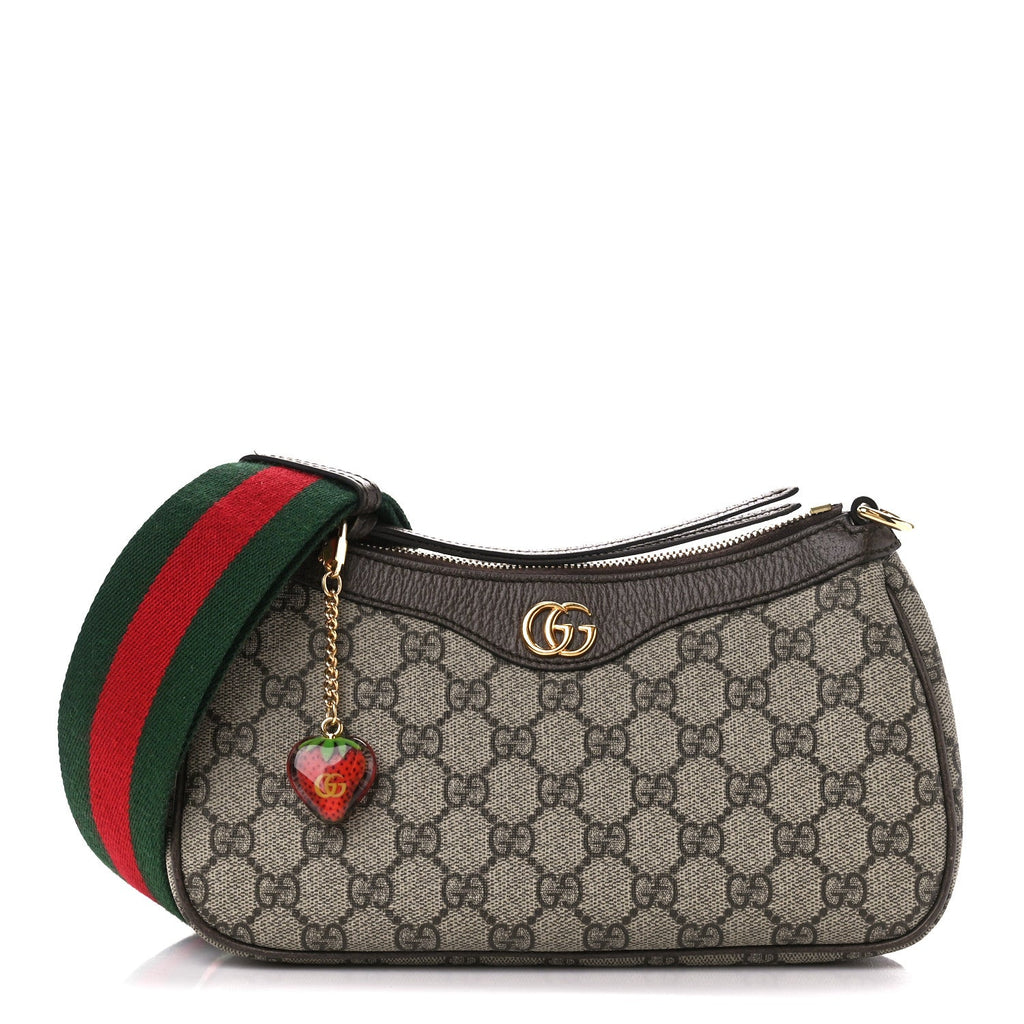 GG Supreme Monogram Textured Dollar Calfskin Web Small Ophidia GG Handbag Beige Ebony New Acero product image 1, provided