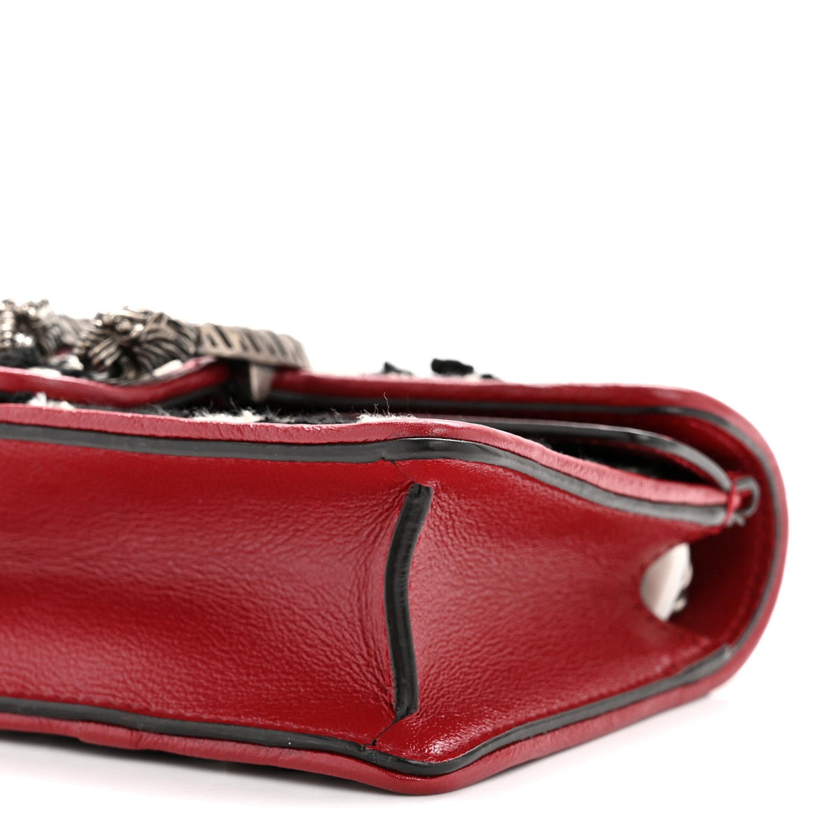 Tweed GG Monogram Super Mini Dionysus Shoulder Bag Black White Romantic Cherry product image 9, provided for visual