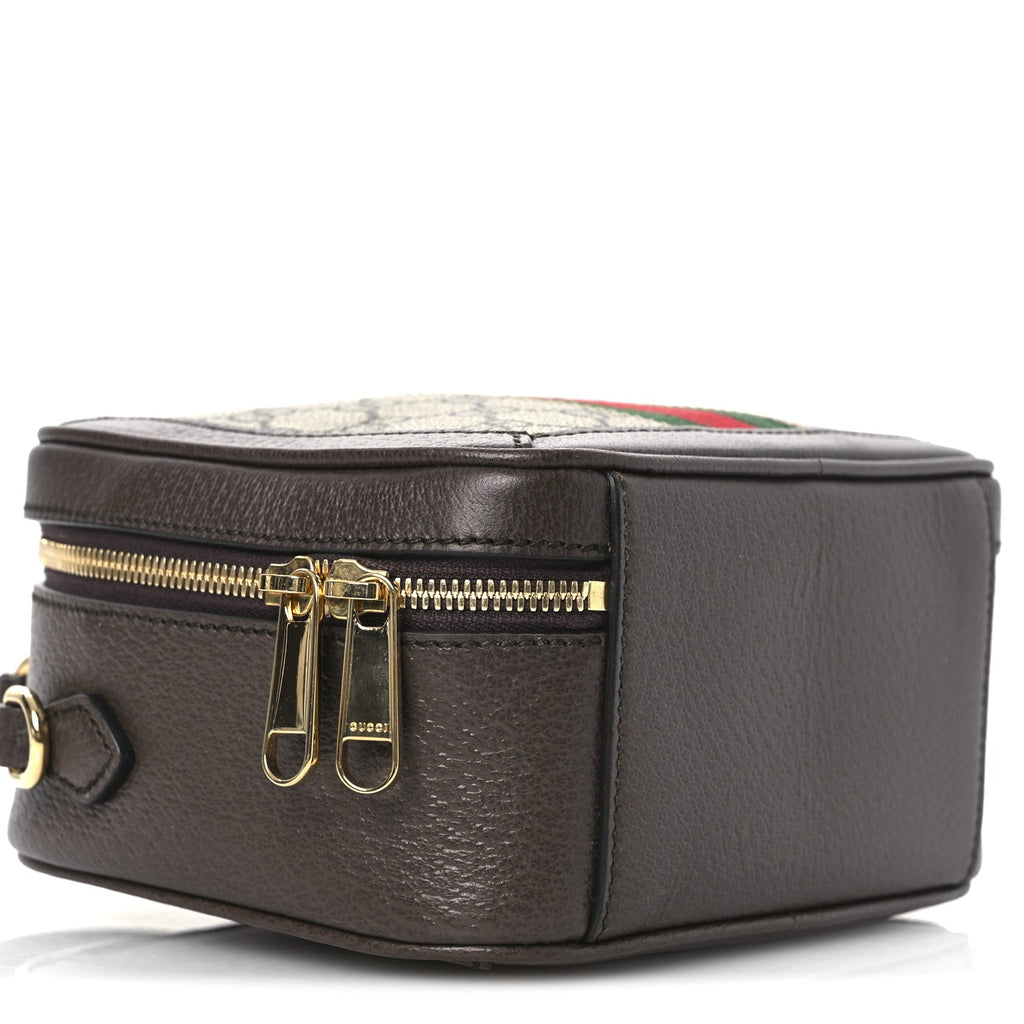 GG Supreme Monogram Textured Dollar Calfskin Mini Ophidia Top Handle Square Shoulder Bag Beige Ebony New Acero product image