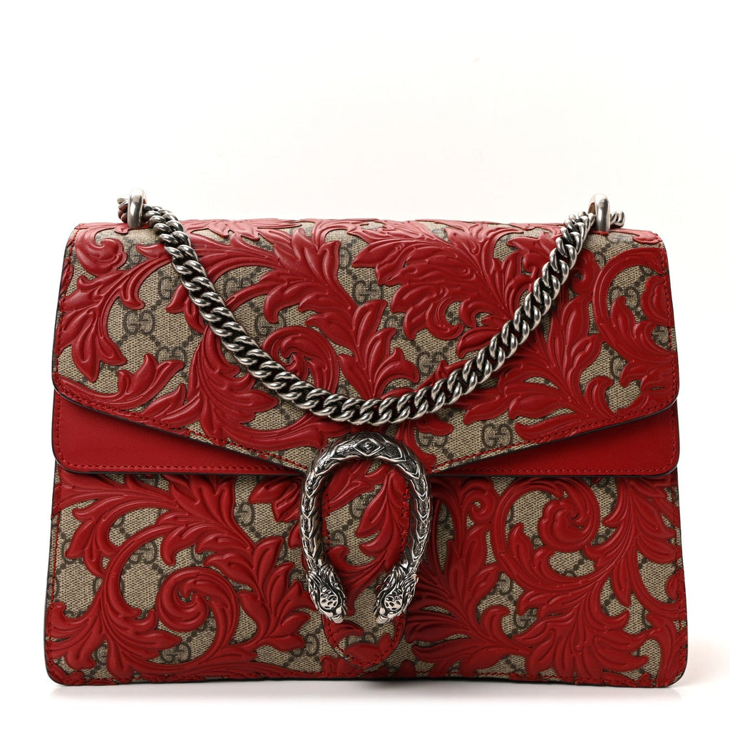 GG Supreme Monogram Arabesque Medium Dionysus Shoulder Bag Hibiscus Red product image 1, provided for visual reference and
