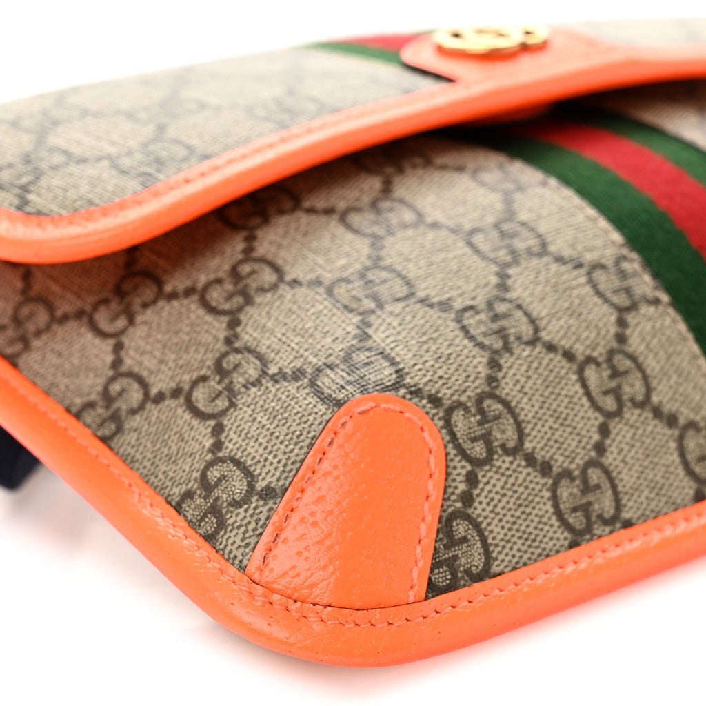 GG Supreme Monogram Web Small Ophidia Belt Bag Beige Ebony Orange Fluo product image 9, provided for visual reference and