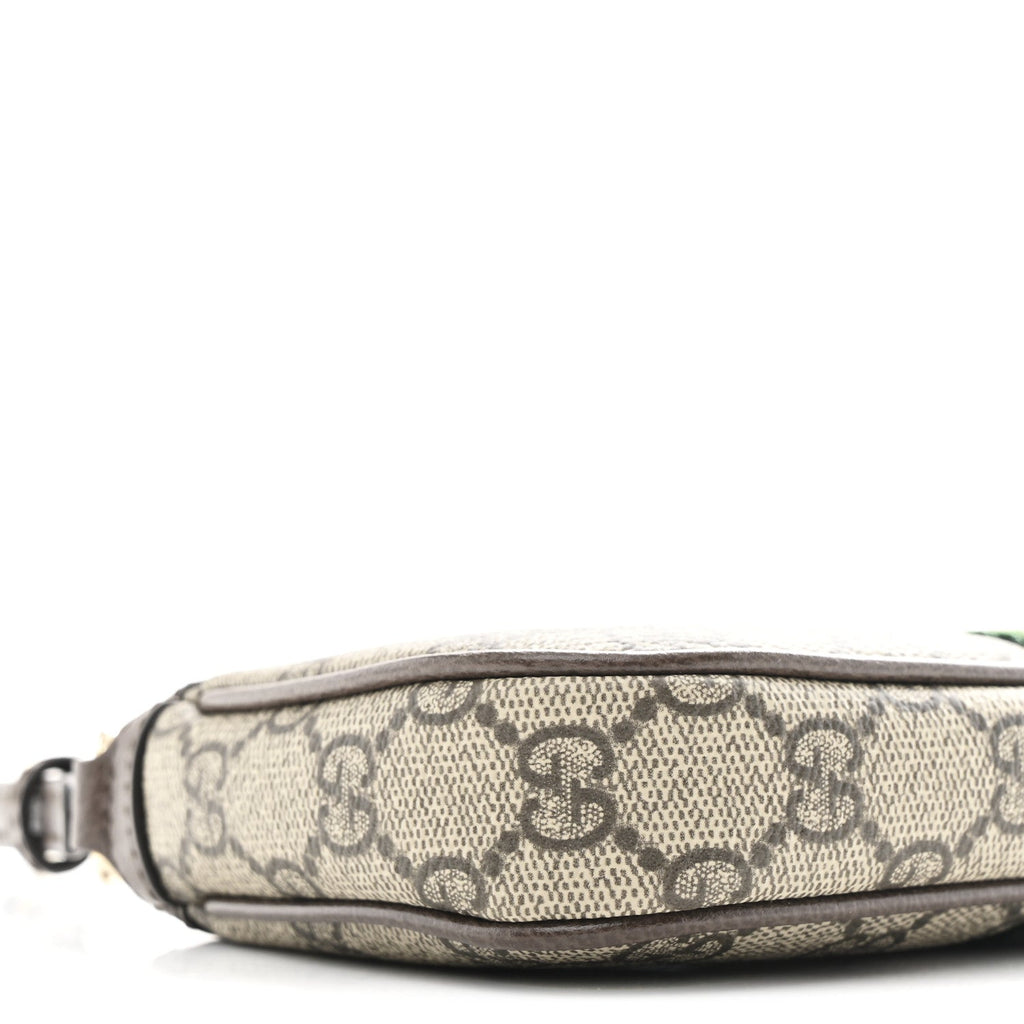 GG Supreme Monogram Textured Dollar Calfskin Web Mini Ophidia Shoulder Bag Beige Ebony New Acero product image 8, provided