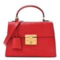 Guccissima Signature Small Padlock Top Handle Bag Hibiscus Red product image 1, provided for visual reference and product