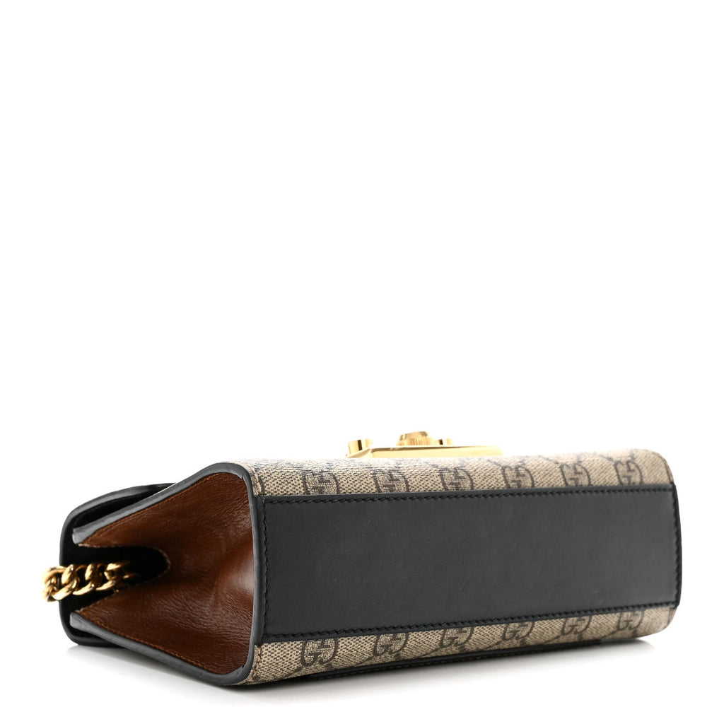 GG Supreme Monogram Calfskin Small Padlock Shoulder Bag Beige Black Cuir product image 4, provided for visual reference and