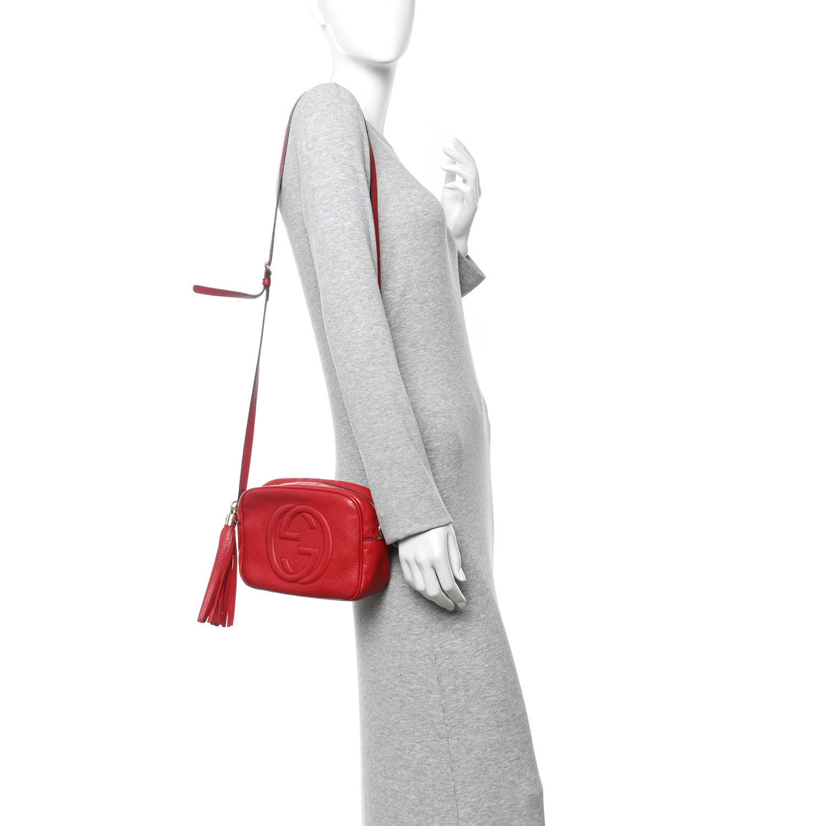 Pebbled Calfskin Small Soho Disco Bag Vibrant Red product image 2, provided for visual reference and product detail review