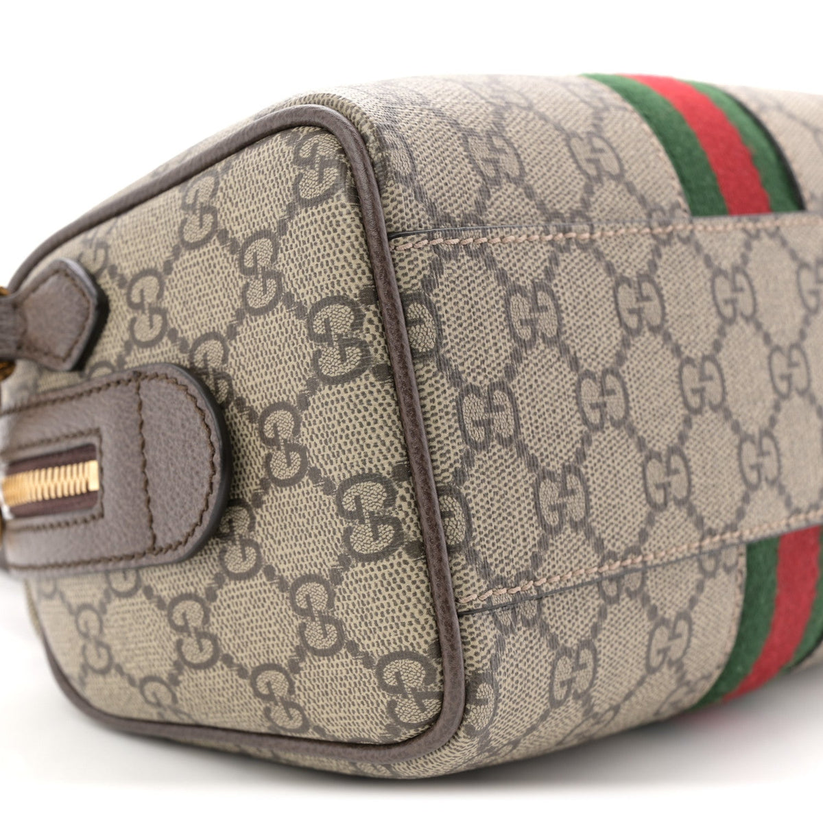 GG Supreme Monogram Textured Dollar Calfskin Web Mini Ophidia Top Handle Bag Beige Ebony New Acero product image 9, provided