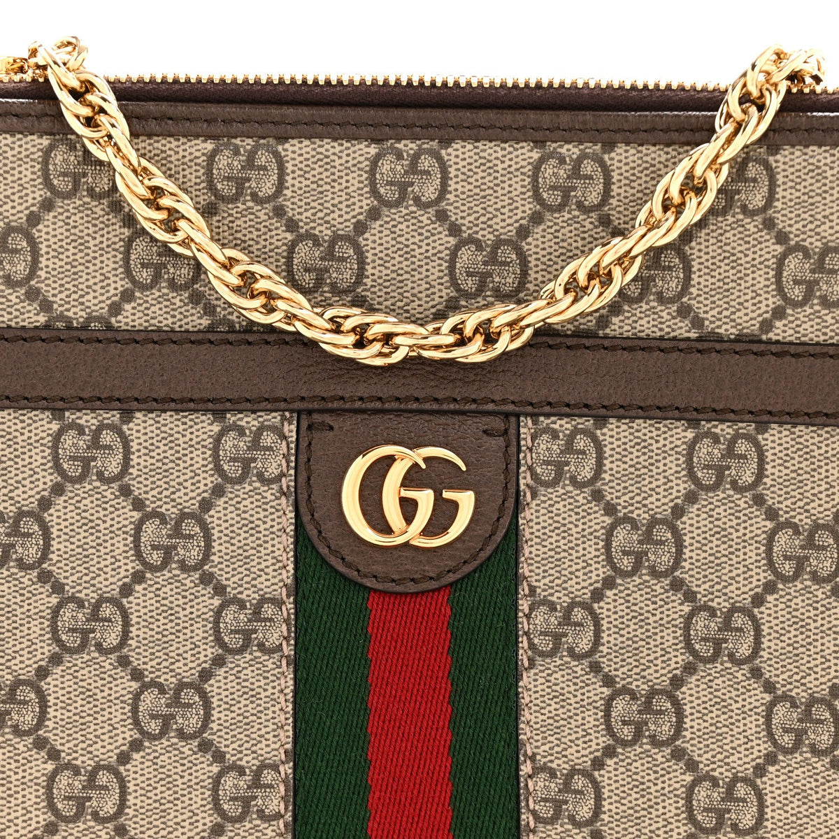 GG Supreme Monogram Web Ophidia Chain Shoulder Bag Brown product image 8, provided for visual reference and product detail